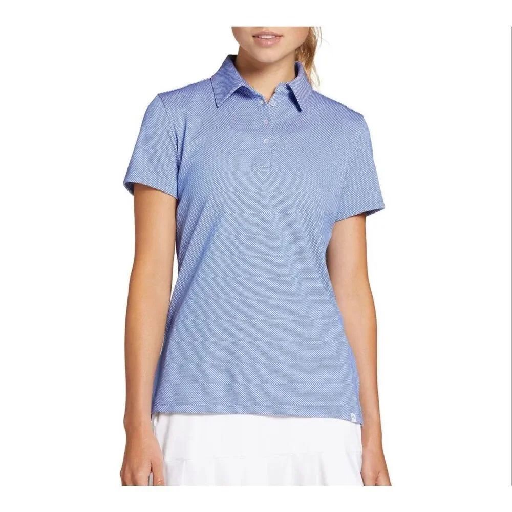 Lady Hagen Women's Jacquard Short Sleeve Golf Polo shirt periwinkle Size XS